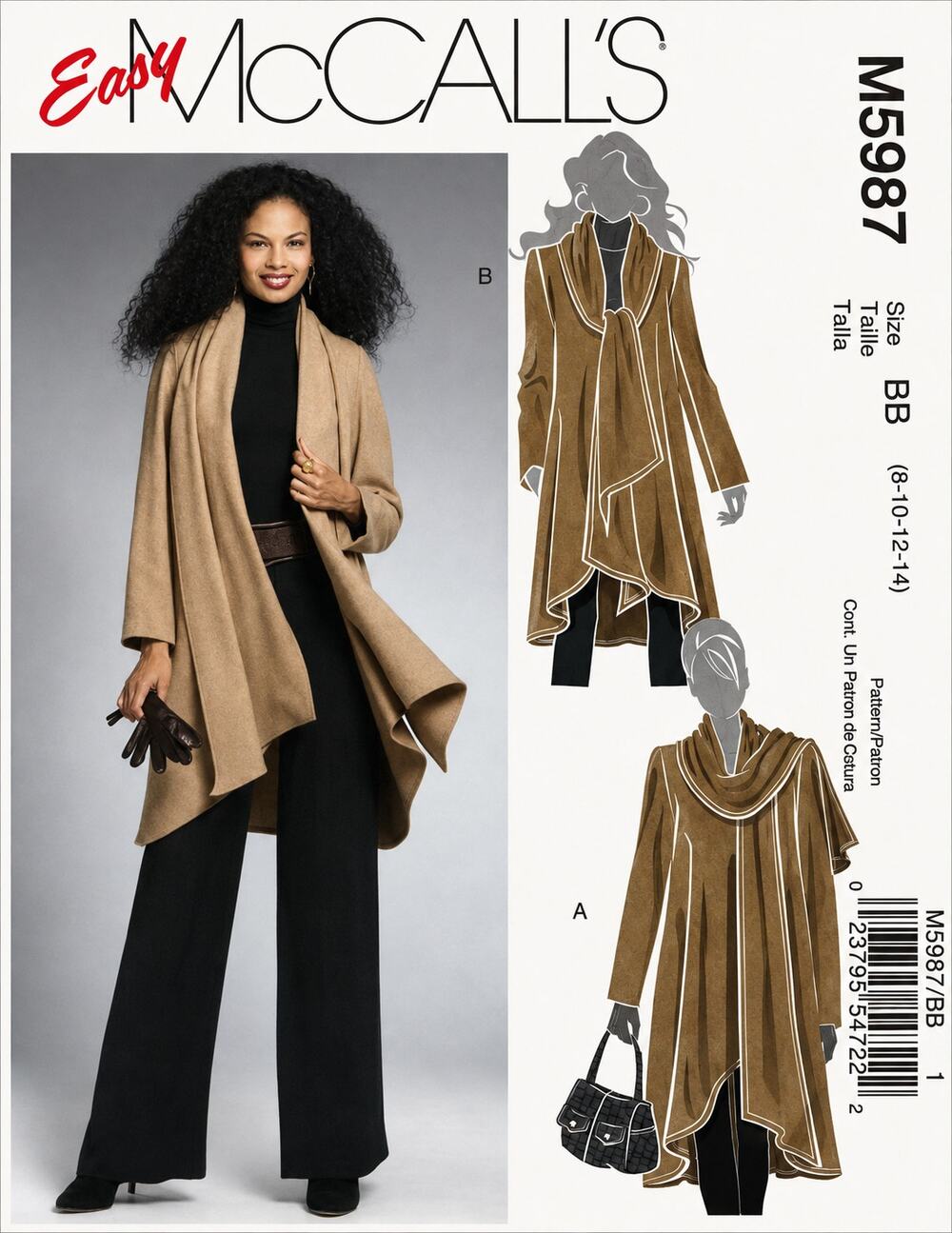McCall's M5987 Sweater Coat & Scarf w/Variations Patterns Size 8-14 Uncut